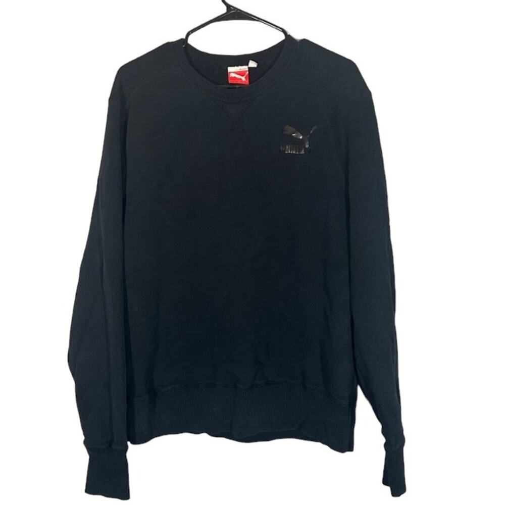Puma Black Long Sleeve Cotton Blend Athletic Casual Sweatshirt Women Sz L